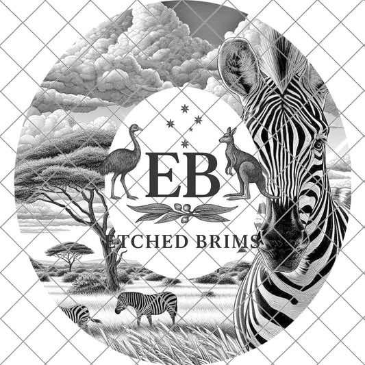 Zebra Safari 2, Hat Burning Design, Hand Burning Stencil included, PDF & PNG, Hat Burning Template, Laser Engraving Design, EB640