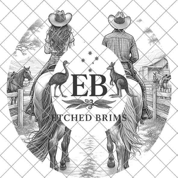 Cowgirl Cowboy 2, Laser Hat Burning Design, Digital Download PNG, Hat Burning Template, Hat Laser Engraving Design, Horse Hat File EB228