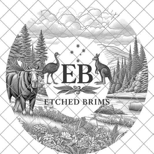 Moose and Forest 1, Hat Burning Design, Digital Download PNG, Hat Burning Template, Wide Brim Hat, Split Stencil included. EB642