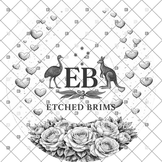 Valentine Rose Heart, Hat Engraving Design, Digital Download PNG, Love Heart, Wide Brim Laser Template Design, EB1120