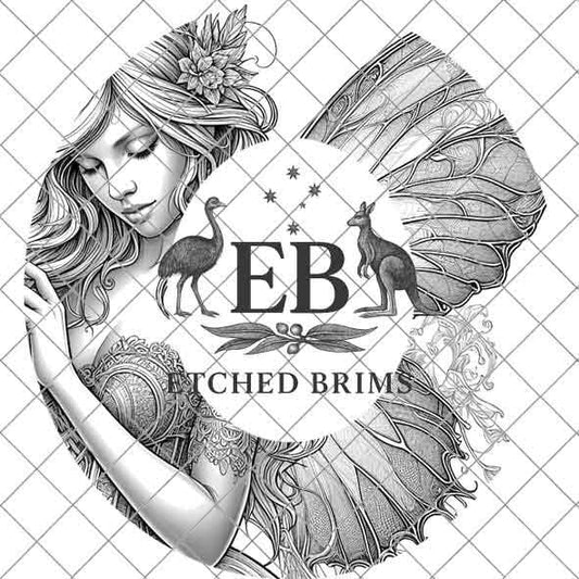 Fairy 13 Laser Hat Burning Design, Digital Download PNG, Hat Burning Template, Hat Laser Engraving Design, Wide Brim Hat Laser File EB133