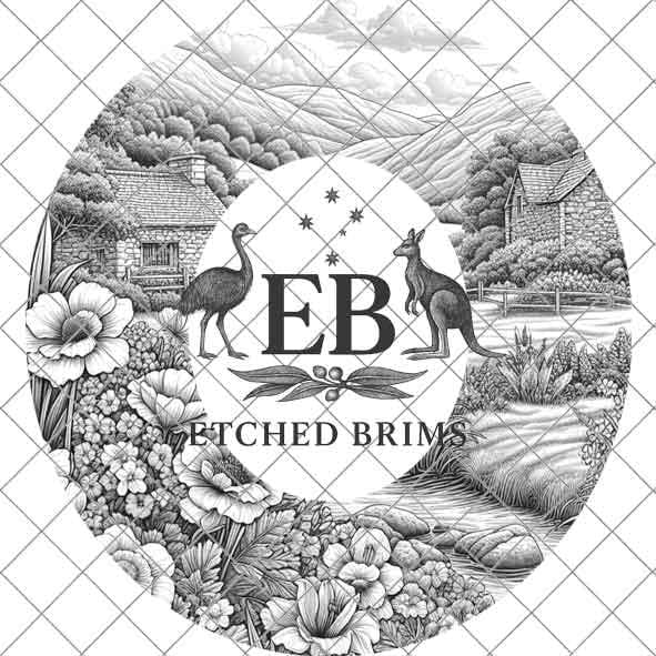 Cottage 8 Laser Hat Burning Design, Digital Download PNG, Hat Burning Template, Hat Laser Engraving Design, Wide Brim Hat Laser File, EB26