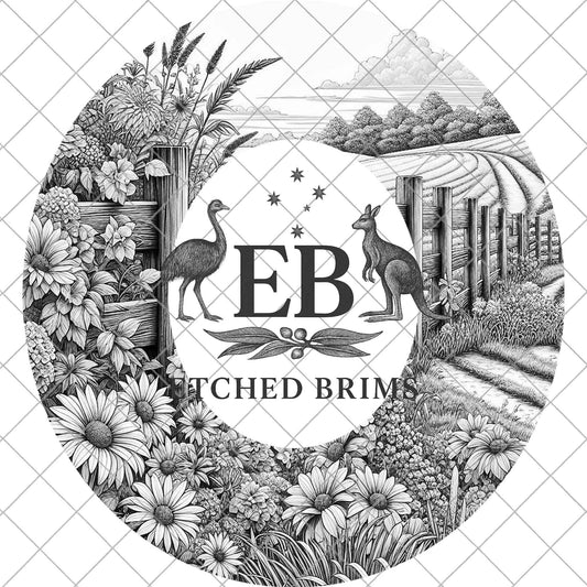 Country Road and Wildflowers, Hat Burning Design, Digital Download PNG, Wide Brim FedoraTemplate, Laser Engraving Design, EB1104