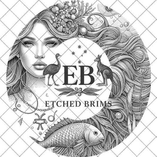 Pisces Zodiac Hat Design PNG, Laser Engraving File, Western Boho Digital Download, Hat Engraving Design, Western Hat File, EB309