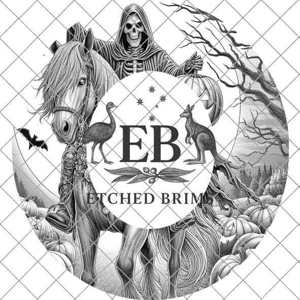 Halloween Hat Template, Headless Horseman, Spooky Season, PNG & PDF File, Hat Burning Stencil, Hat Burning Design, Engraving Pattern, EB426
