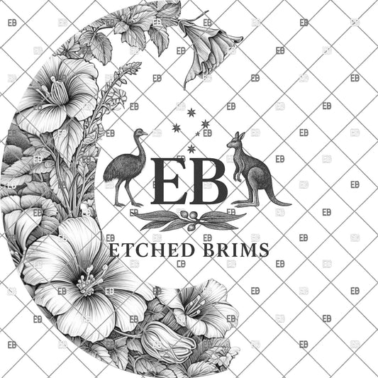 Hibiscus Flowers, Half Hat Burning Design, Hat Engraving Template, Laser Hat Design, Wide Brim Hat, Stencil for Hat Burning, PNG, EB1207