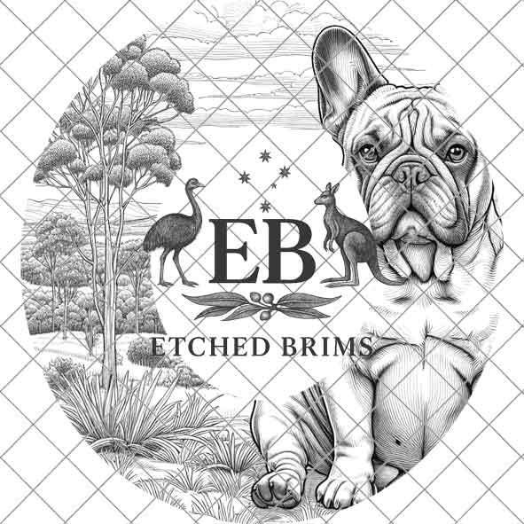 French Bulldog Hat Engraving Template – PNG for Laser Brim Burning, Digital Frenchie Farm Dog Brim File for Hat Burners and Engravers, EB386