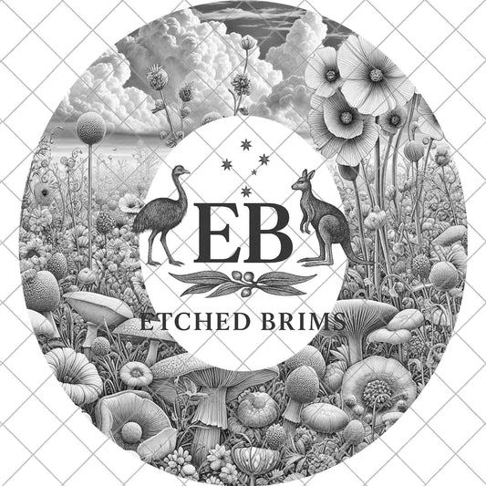 Mushrooms & Wildflowers, Hat Burning Design, Digital Download PNG, Laser Engraving Template, EB1018