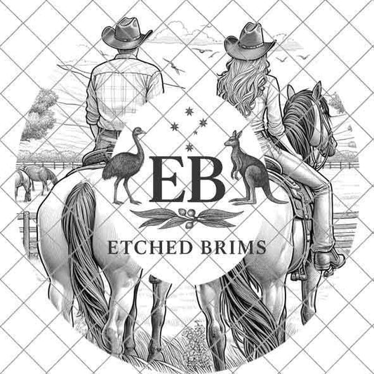 Cowgirl Cowboy 4, Laser Hat Burning Design, Digital Download PNG, Hat Burning Template, Hat Laser Engraving Design, Horse Hat File EB229