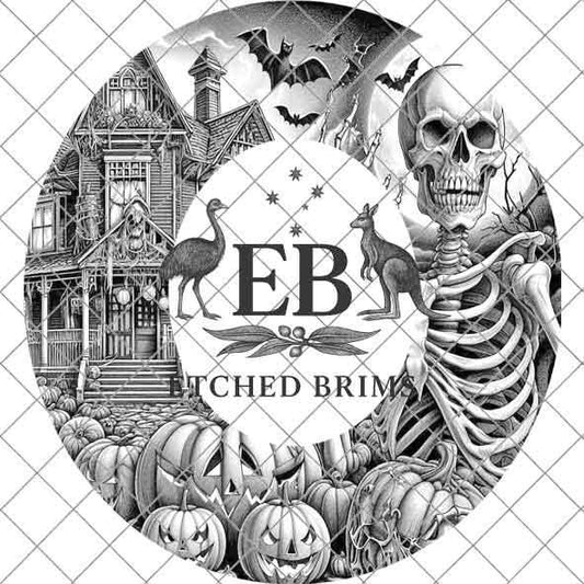Halloween Hat Template, Skeleton Hat Burning Design, Spooky Season, PNG, Hat Burning Stencil, Hat Burning Design, Engraving Pattern, EB472