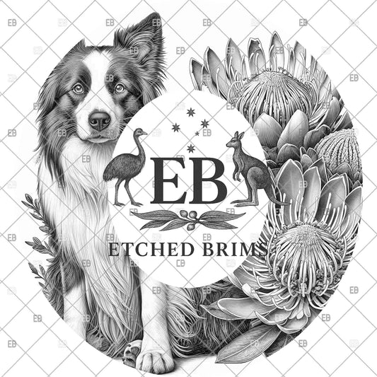 Border Collie Dog Hat Engraving Template, Proteas, PNG for Laser Hat Burning, PDF for Hand Burning Design, Digital Download – EB1233
