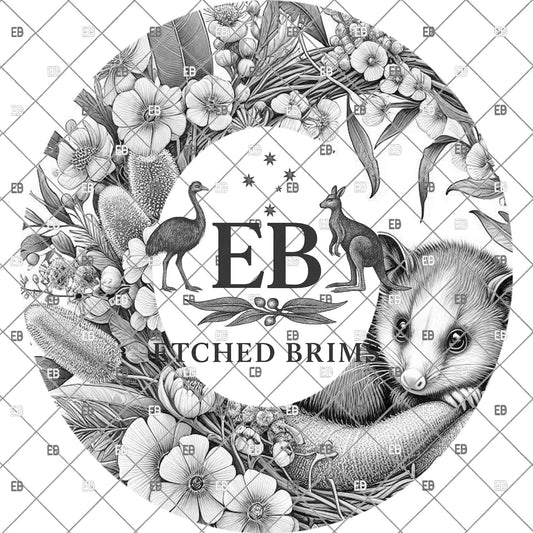 Possum Hat Brim Template | Australian Native Flower Hat Engraving File | Western Cowboy Hat Laser Burn Design | Wide Brim Pattern, EB1186