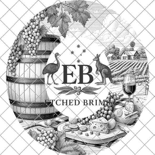 Winery Vineyard Grapes 8, Hat Burning Design, Digital Download, Hat Burning Templates, Laser Engraving Design, Hat Burning Stencils, EB520