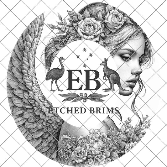 Angel Woman Wings, Hat Burning Design, Wide Brim Hat Template, Burned Hat PNG, Pyrography, Hat Design Pattern, EB799