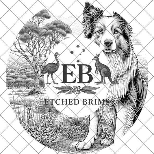 Border Collie Hat Engraving Template – Dog PNG for Laser Hat Burning, Western Cowboy Brim Design, Farm Dog Outline, Digital File – EB381