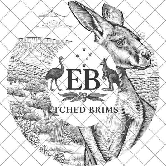 Kangaroo 2 Laser Hat Burning Design, Digital Download PNG, Hat Burning Template, Hat Laser Engraving Design, Wide Brim Hat Laser File, EB28