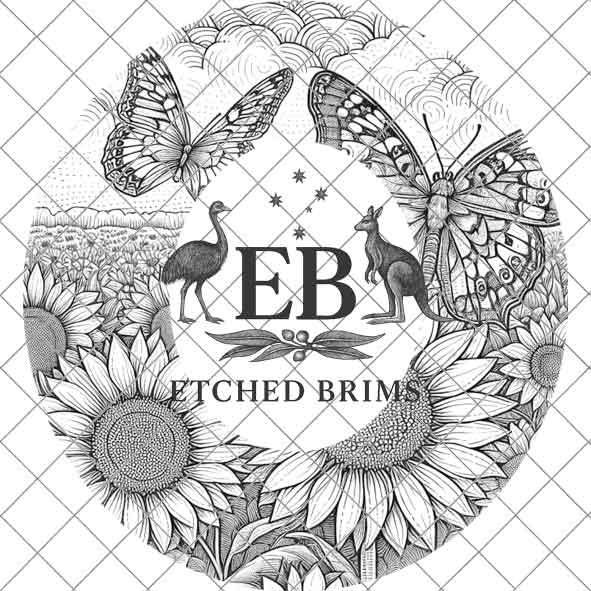 Sunflowers & Butterflies 6, Laser Hat Burning Design, Digital Download PNG, Hat Burning Template, Hat Laser Engraving Design, Hat File EB32