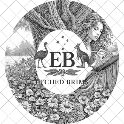 Girl Book and Wildflowers, Hat Burning Design, Laser Engraving Template, Wide Brim Fedora, EB993
