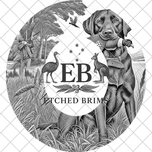 Labrador and Pheasant Hunter, Hat Burning Design, Hat Burning Stencil, Hat Burning Template, Laser Engraving PNG & PDF, EB1065