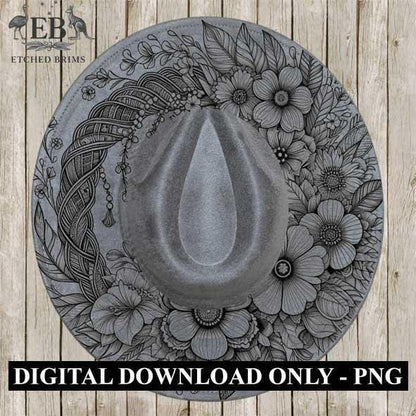 Flowers 2 Hat File, Hat Burning Design, Digital Download PNG, Hat Burning Template, Hat Laser Engraving Design, Hat File EB288