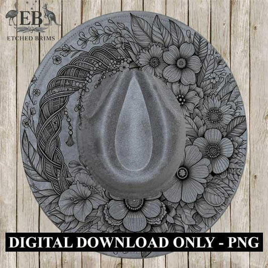 Flowers 2 Hat File, Hat Burning Design, Digital Download PNG, Hat Burning Template, Hat Laser Engraving Design, Hat File EB288