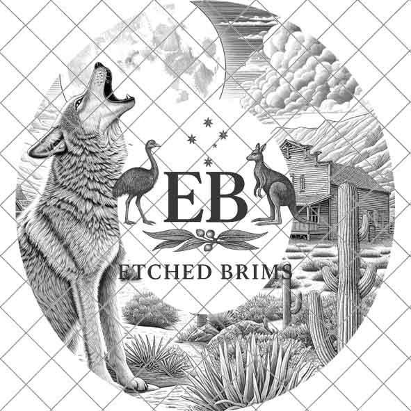 Desert Wolf 4 Hat Engraving Template, Howling Wolf Western Desert Scene, Laser Hat Design, Wide Brim Hat, Cowboy Style, Laser File EB177