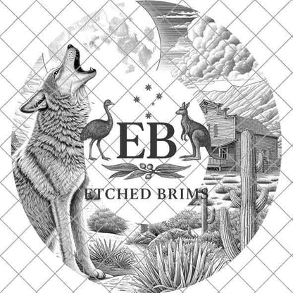 Desert Wolf 4 Hat Engraving Template, Howling Wolf Western Desert Scene, Laser Hat Design, Wide Brim Hat, Cowboy Style, Laser File EB177