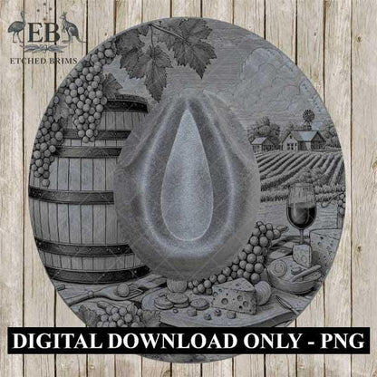 Winery Vineyard Grapes 8, Hat Burning Design, Digital Download, Hat Burning Templates, Laser Engraving Design, Hat Burning Stencils, EB520