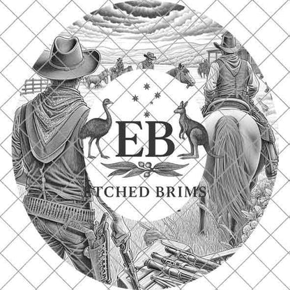 Cowboy & Horse 6 Hat Engraving, Western Brim PNG Template, Digital Laser Design Wide Brim Faux Suede Hat, Boho,Laser Hat Burning File EB170