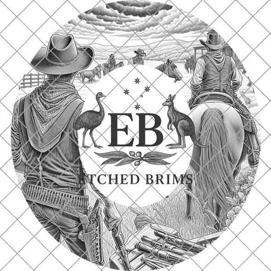 Cowboy & Horse 6 Hat Engraving, Western Brim PNG Template, Digital Laser Design Wide Brim Faux Suede Hat, Boho,Laser Hat Burning File EB170