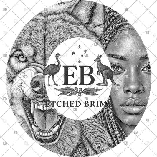 Woman of Colour & Wolf Hat Engraving Template, Wide Brim Hat Burning Design, Laser File, Printable Stencil, Pyrography Art, EB1269