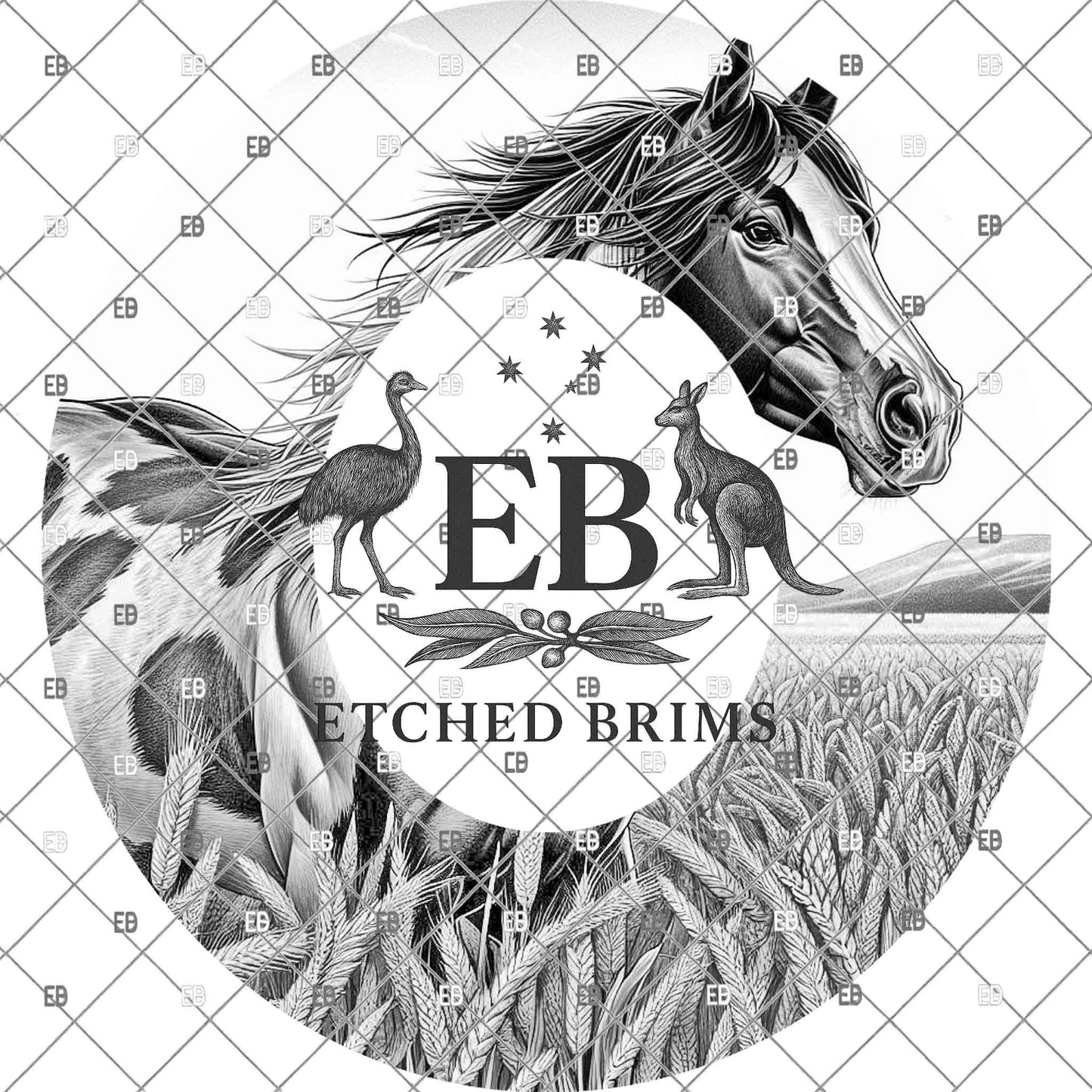 American Paint Horse, Hat Engraving, Country Horse, Digital Download PNG, Hat Burning Template, Wide Brim Design, EB1130