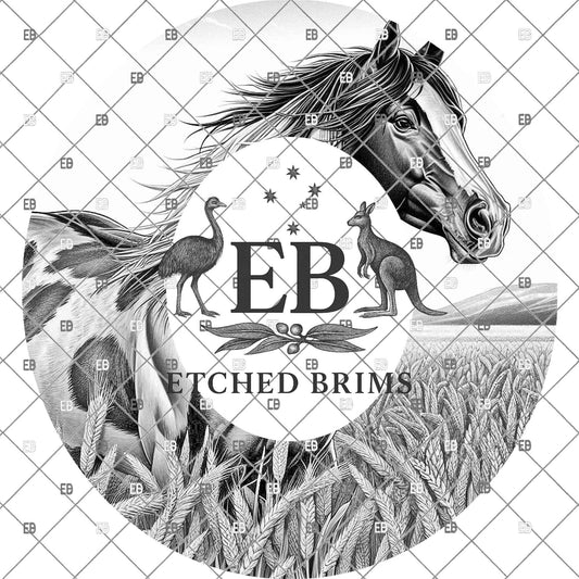 American Paint Horse, Hat Engraving, Country Horse, Digital Download PNG, Hat Burning Template, Wide Brim Design, EB1130