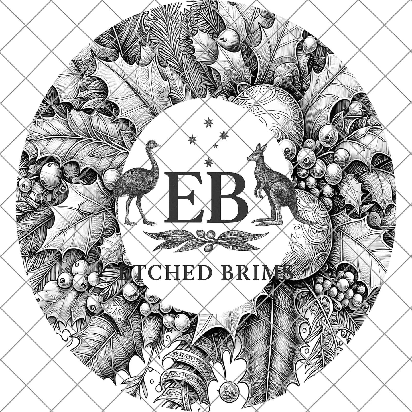 Christmas Holly & Berries, Hat Burning Design, Festive Digital Download PNG, Hat Burning Template, Wide Brim Hat Design, Hat Stencil, EB669