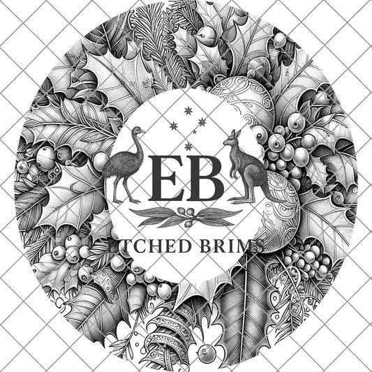 Christmas Holly & Berries, Hat Burning Design, Festive Digital Download PNG, Hat Burning Template, Wide Brim Hat Design, Hat Stencil, EB669