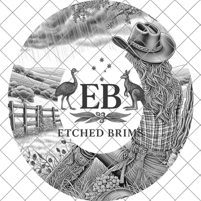 Cowgirl Storm, Hat Burning Design, Digital Download PNG, PDF, Hat Burning Template, Hat Laser Engraving Design, Printable Stencil, EB752