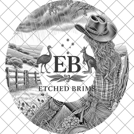 Cowgirl Storm, Hat Burning Design, Digital Download PNG, PDF, Hat Burning Template, Hat Laser Engraving Design, Printable Stencil, EB752