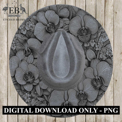 Orchid Flowers 3 Hat File, Laser Hat Burning Design, Digital Download PNG, Hat Burning Template, Hat Laser Engraving Design, Hat File EB636