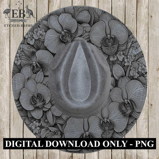 Orchid Flowers 3 Hat File, Laser Hat Burning Design, Digital Download PNG, Hat Burning Template, Hat Laser Engraving Design, Hat File EB636