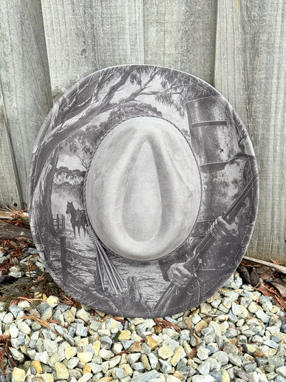 Ned Kelly Laser Engraved Hat – Australian Bushranger Outlaw Western Brim | Cowboy Cowgirl Fedora