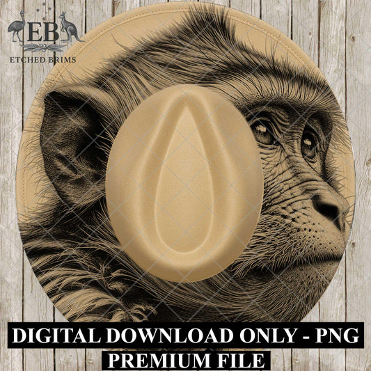 Wild Monkey, Hat Burning Design, Wide Brim Hat Template, Pyrography Hat Design, Laser Hat Burning Design, EB850
