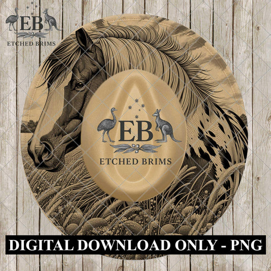 American Paint Horse, Hat Engraving Design, Digital Download PNG, Hat Burning Template, Laser File Wide Brim Hat, EB1133