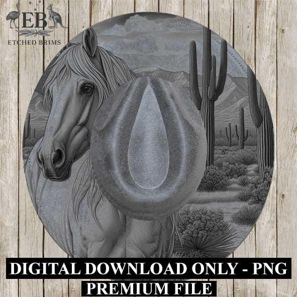 Hat Burning Design, Desert Horse 5, Digital Download PNG & PDF, Hat Burning Template, Hat Laser Engraving Design, Hat Burning Stencil, EB350
