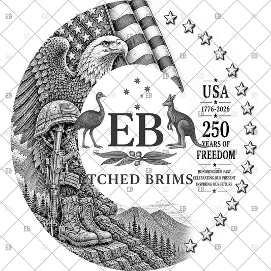 USA Semiquincentennial 250 Years Hat Engraving File, Patriotic Eagle Military Tribute Laser Design, American Flag, Hat Brim Template, EB1248