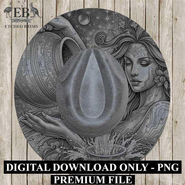 Aquarius Zodiac Hat Design PNG, Laser Engraving File, Western Boho Digital Download, Hat Engraving Design, Western Hat File, EB302