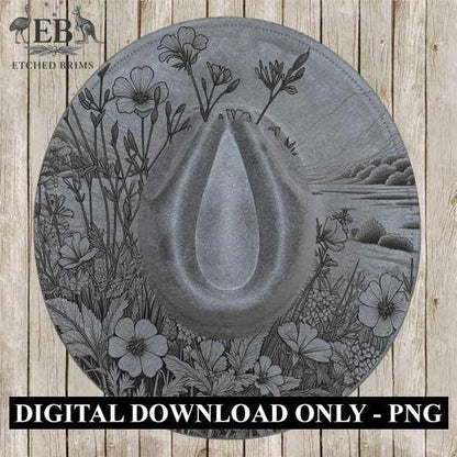 Wildflowers 6 Hat File, Laser Hat Burning Design, Digital Download PNG, Hat Burning Template, Hat Laser Engraving Design, Hat File EB222