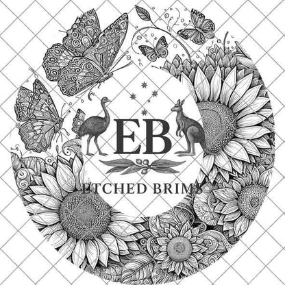 Sunflowers & Butterflies 4, Laser Hat Burning Design, Digital Download PNG, Hat Burning Template, Hat Laser Engraving Design, Hat File EB94