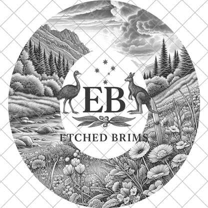 Mountain Wildflowers, Hat Burning Design, Scenic Fedora Hat Laser Engraving Template, PNG PDF, EB1058