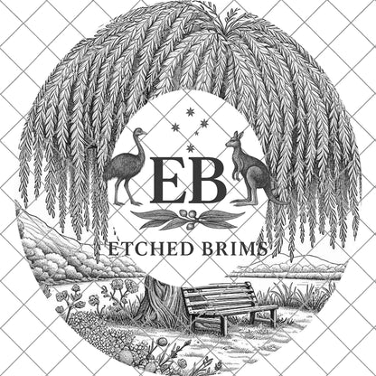 Weeping Willow Countryside, Hat Burning Design, Hand Burning Stencil, PDF & PNG, Hat Burning Template, Laser Engraving Design, EB732