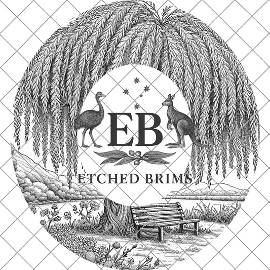 Weeping Willow Countryside, Hat Burning Design, Hand Burning Stencil, PDF & PNG, Hat Burning Template, Laser Engraving Design, EB732